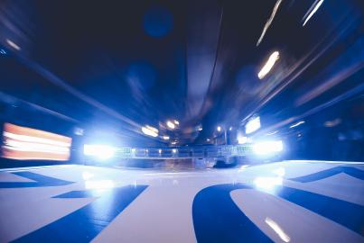 Lights on the police car in the night